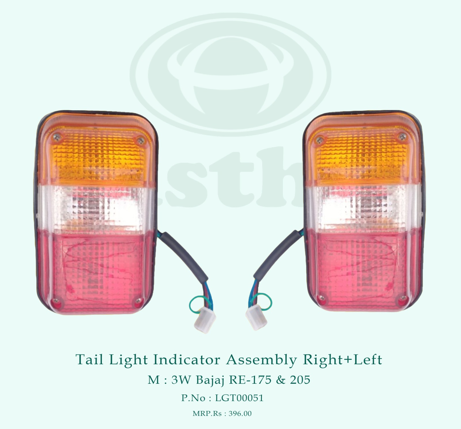 Light Tail Indicator Cover ( LH+ RH ) Assembly 3W Bajaj 175 & 205cc